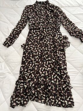 SALONI Black Dress with Subtle Print